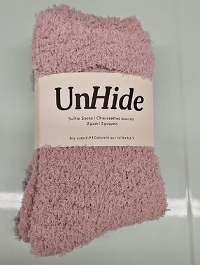 UnHide Women's Softie Cozy Socks - Blush Pink And Grey (2-Pack)